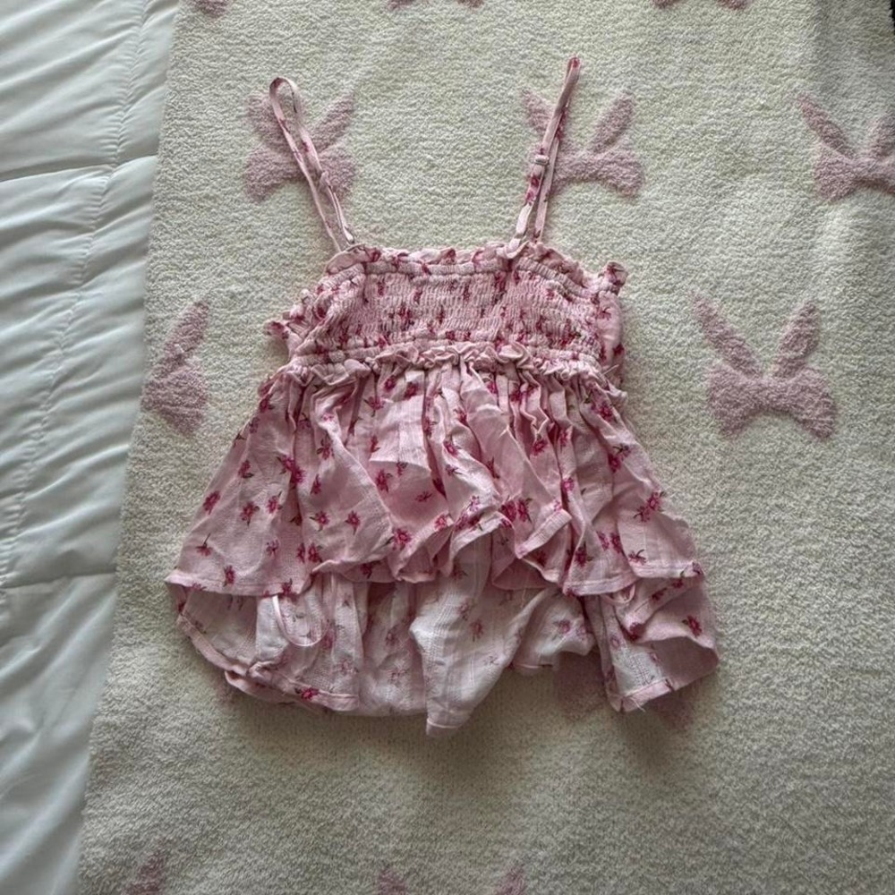 pink floral grey bandit tank top - Picture 5 of 6